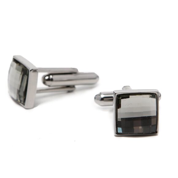 Swarovski Crystal Square Faceted Cufflinks Jewel Bling Silver Swan Stamped - Picture 6 of 11
